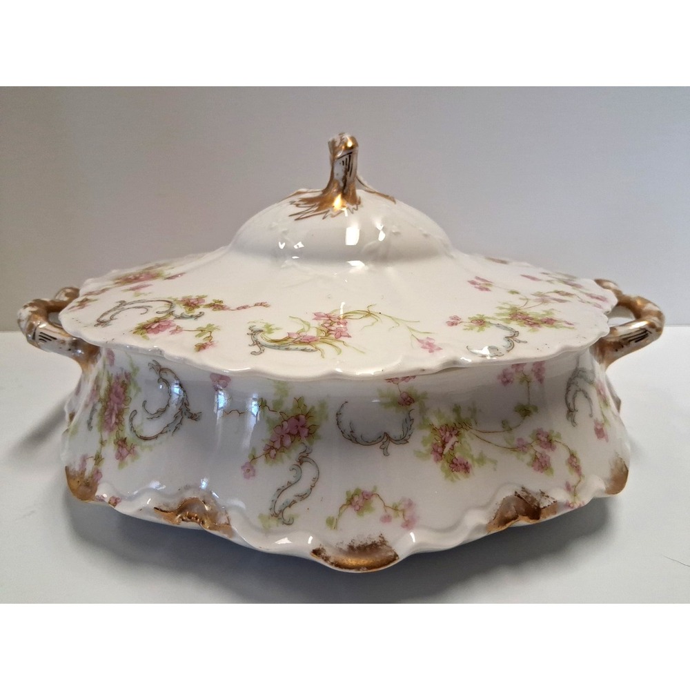 Antique Haviland Limoges France Schleiger 844 Oval Covered Vegetable Bowl